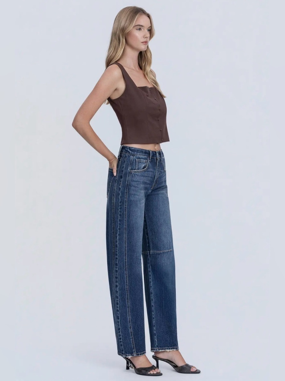 NWT Vervet Barrel Jeans High Rise Dark Wash Jadeite - Picture 3 of 6
